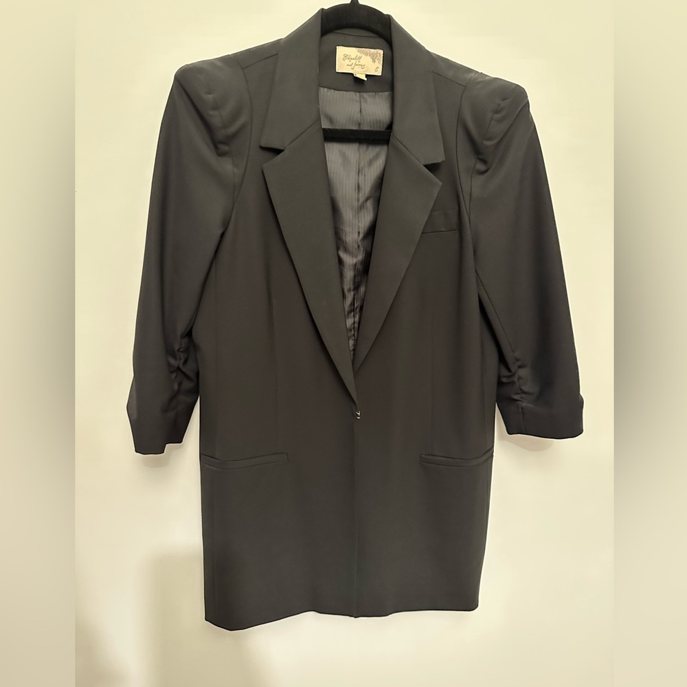 Elizabeth & James Long Blazer with Shoulder Pads